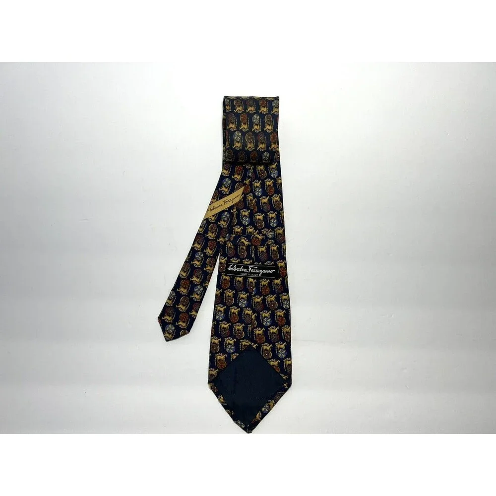 SALVATORE FERRAGAMO BLUE TIE 100% SILK Horse PRINT 60''/3.5''